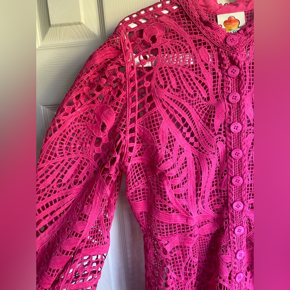 New Farm Rio Pink Guipire Eyelet Maxi Dress - Picture 6 of 14